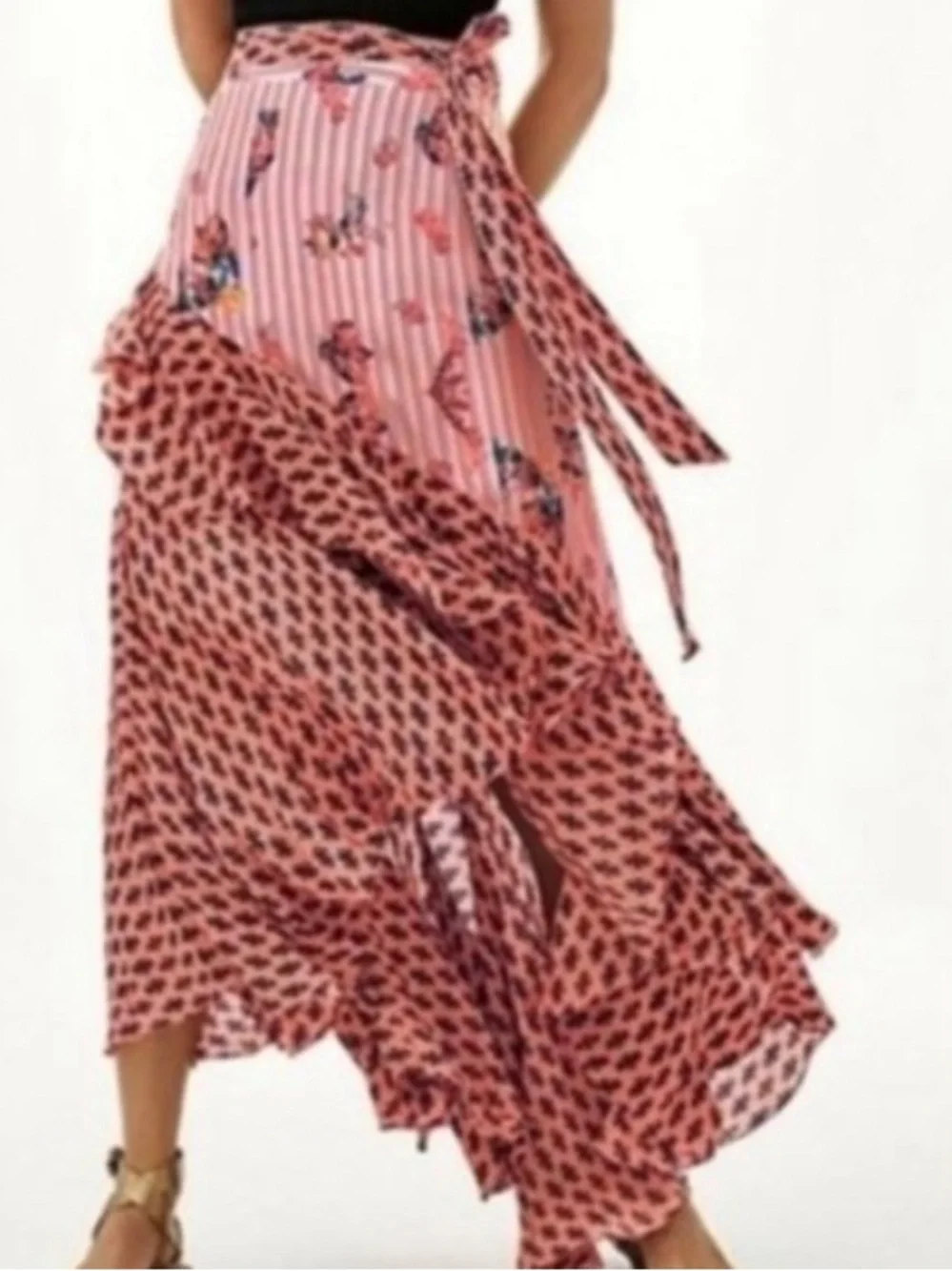 Anthropologie Bhanuni Casablanca Ruffle boho maxi Skirt Jyoti Sharma Size 8 - Picture 11 of 11